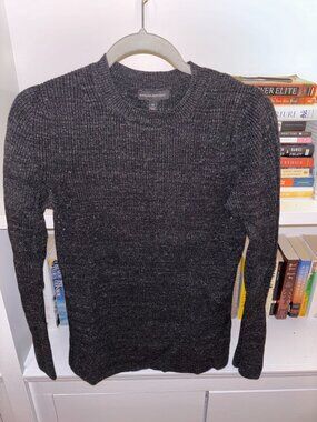 Banana Republic Women's Grey and Black Marbled Sweater